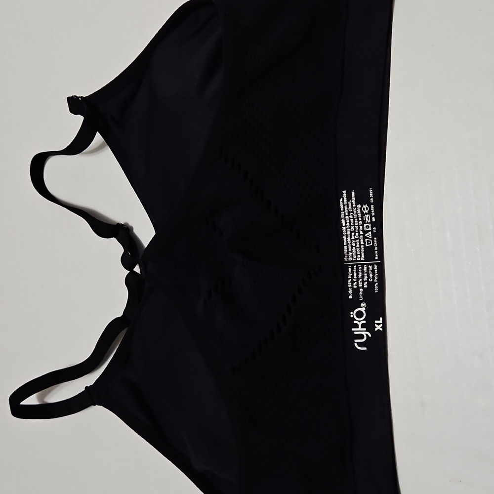Women's Ryka Black Strappy Bralette W/Removable Pads Size XL - Picture 6 of 8